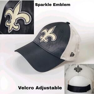 New Era New Orleans Saints Women's Adjustable NFL Hat Cap Black Sparkle Bling